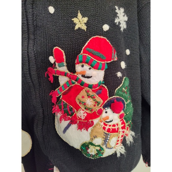 Vintage Heirloom Collectibles Snowman Ugly Christmas Full Zip Sweater Size XL - Picture 9 of 13